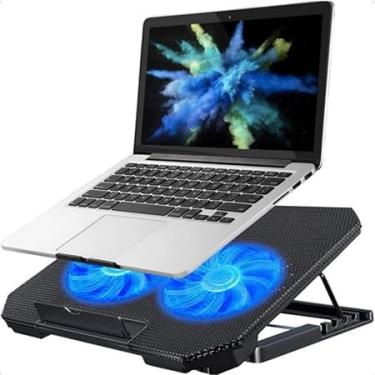 Imagem de Base para Notebook NBC-50BK 15,6" Refrigerada com 2 Coolers, Led de Iluminacao Azul, Inclinacao Ajustável em 5 niveis, com USB, cor Preta