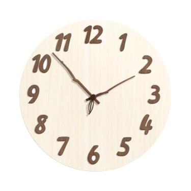 Imagem de BLWOTMOR Relógio de Parede Decorativo, Moderno, Criativo, Redondo, Rústico, Silencioso, Arte de Parede em Madeira.