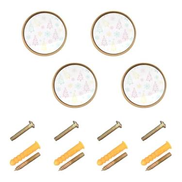 Imagem de Burbuja Puxadores de armário de cozinha de árvores de Natal, pacote com 4, puxadores redondos de 3,5 cm, puxadores de cômoda com parafusos para cozinha, quarto, armários, armário