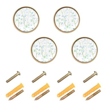 Imagem de Burbuja Maçanetas de armário de cozinha em forma de sino azul e verde, pacote com 4, puxadores de gaveta redondos de 3,5 cm, puxadores de cômoda com parafusos para cozinha, quarto, armários, armário