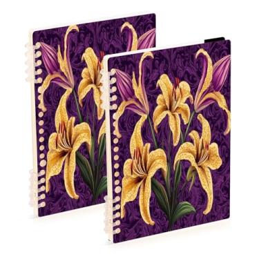 Imagem de Burbuja Cadernos de carnaval flor-de-lis, papel pautado universitário A5 com 60 folhas, fichário para escritório, 2 unidades