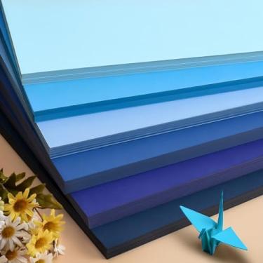 Imagem de KYMY Papel cartão colorido azul, 30 folhas A4 de cartolina pesada 41,7 kg/250 gsm, 6 tons azuis variados para artesanato, confecção de cartões, convites, álbuns, impressão DIY, projetos