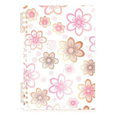 Imagem de Burbuja Caderno floral rosa, papel pautado universitário A5 com 60 folhas, fichário para escritório, 1 pacote