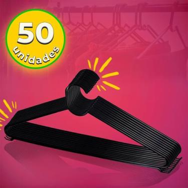 Imagem de Cabide Plástico Kit Polipropileno Premium Maciço Reforçado Com Base Li