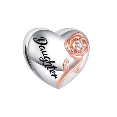 Imagem de MiiFort Pingente de coração com citação floral rosa da sorte para ter você compatível com pulseiras Pandora Charms, One Size, Cobre, Sem Pedra Preciosa