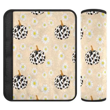 Imagem de Burbuja Abóboras com estampa de vaca almofadas de cobertura de cinto de segurança de carro macio conforto protetor de cinto de segurança para alça de ombro de assento, 1 par médio