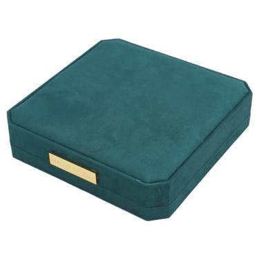 Imagem de AUNMAS Caixa de Joias de Veludo Verde, Organizador de Armazenamento Multifuncional para Colares, Brincos, Pulseiras, Apresentação de Presentes Elegantes e Adequados para Viagens