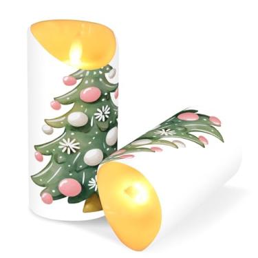 Imagem de ATTX Pacote com 2 lindas velas sem chamas para árvore de Natal – Velas LED de 7,6 cm x 15 cm com controle remoto e temporizador para casa, casamento, decoração de acampamento #315