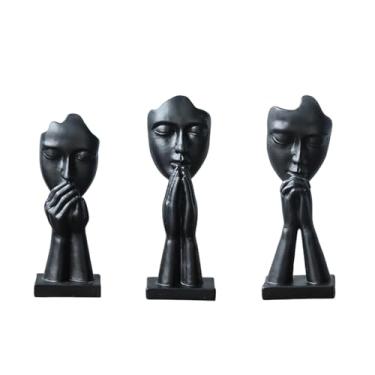 Imagem de Baoblaze Conjunto de 3 Estátuas de Oração Decorativas Modernas para Mesa de Jantar, Escritório ou Centro de Mesa - Ideal para Presente de Boas-Vindas, Preto