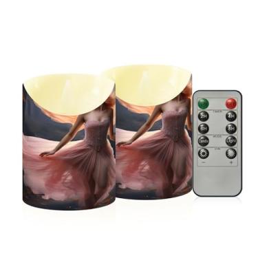 Imagem de Wassud Lindas velas de anjo sem chama com controle remoto, velas realistas cintilantes com temporizador, velas decorativas para Natal, casamento, festa, decoração de casa pequenas