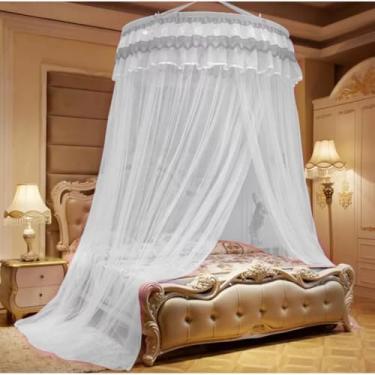 Imagem de Mosquiteiro de Teto Gigante para Cama Casal/Queen/Super King com Abertura Lateral e Microfuros(BRANCO,King Size Gigante Premium)