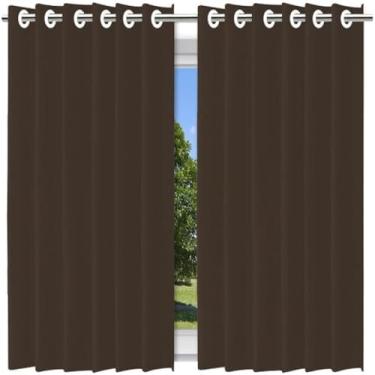 Imagem de Cortina Blackout com Forro 2 em 1 Voil Marrom com ilhos - 280x160cm