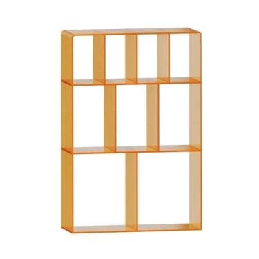 Imagem de Suporte para armazenamento de CDs Prateleira de chão com vários compartimentos para discos vinil, álbuns e livros em acrílico(Orange)