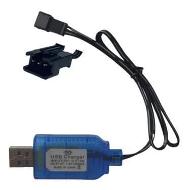 Imagem de Cabo carregador USB de 7,4 V com plugue SM-3PIN, compatível com carro RC, avião, tanque, barco RC e outros brinquedos de controle remoto para carregador USB universal de 7,4 V 2S com proteção de