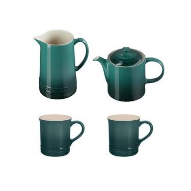 Imagem de KIT LE CREUSET JARRA SCANDINAVIA 1,5L BULE GRANDE 1,3L E 2 CANECAS SEATTLE 400ML EM CERÂMICA VERDE ARTICHAUT
