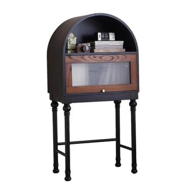 Imagem de NRNQMTFZ Armários de armazenamento com prateleira aberta, mesa de console de fazenda, mesa de sofá de madeira maciça, mesa de 2 camadas para entrada, hall de entrada, corredor, sala de estar