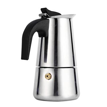 Imagem de Pissente Cafeteira de Aço Inoxidável para Fogão Espresso 100ml 200ml 300ml 450ml Opcional Com Cabo Ergonômico Resistente Ao Calor para Uso Em Fogão de Indução Casa Escritório (100ml)