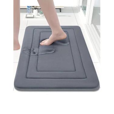 Imagem de Tapete de porta frontal versão fina, entrada interna e externa, capacho resistente à água, resistente ao desbotamento, fácil de limpar, tapetes de boas-vindas, para entrada, cinza escuro (50 x 80 cm)