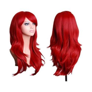 Imagem de Peruca Sintética Longa Ondulada Rosa Roxa De 70cm Para Mulheres Fantas