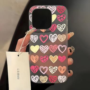 Imagem de Capa de celular fofa em formato de coração para iPhone 16 Pro, iPhone 13, 11, 12, 14, 15 Pro Max Plus, 13, 12 Mini, capa protetora transparente à prova de choque em silicone, preta AR99, para iPhone