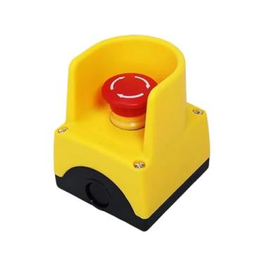 Imagem de S25HH0 Interruptor de botão de parada de emergência E-Stop Interruptores de botão de cabeça de cogumelo vermelho com função de desligamento de energia caixa de gabinete