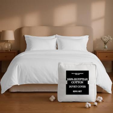 Imagem de Capa de edredom de luxo 100% algodão egípcio King Size - 400 fios genuínos - Naturalmente crocante, respirável, amigo da pele e refrescante - Mais suave a cada lavagem, certificado Oeko-TEX Giza (Rei