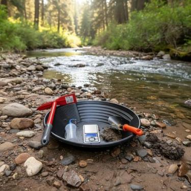 Imagem de Kit Completo para Garimpo com Bateia Americana, Mini Enxada, Mini Pá e Sugador de Ouro, Ferramentas de Prospecção