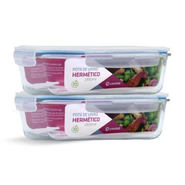 Imagem de Kit 2 Potes de Vidro Retangular com Tampa Hermética 2800ml - U4home, A