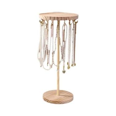 Imagem de Suporte Expositor De Joias Em Madeira Sólida Para Colares, Brincos E P