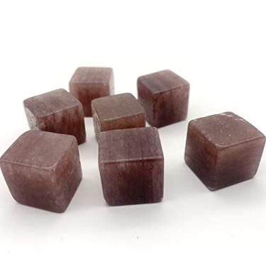 Imagem de Pedras preciosas para decoração Cubo de morango vermelho natural quartzo pedra polida cristal pedra preciosa cristal cascalho cristais de quartzo natural cristal aura