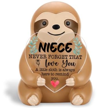 Imagem de SunyJone Sloth Gift for Niece from Aunt Uncle, Cute Resin Sloth Figurine with Positive Heart Message, Birthday Christmas Back to School Encouragement Desk Decor Keepsake for Niece Teen Girls SCC39
