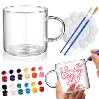 Imagem de Soulchen Kit De Pintura Faça Você Mesmo Com 7 Peças Para Pintar Sua Própria Caneca, Incluindo 2 Canecas Pintáveis, Pincel, Tinta Acrílica, 12 Cores E 1 Paleta, Bandeja, Conjunto Decoração Xícaras Ca