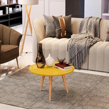 Imagem de Mesa de Centro Lateral Para Sala Decorativa Dubai Pés Palitos Retrô em Madeira Maciça (Amarelo)