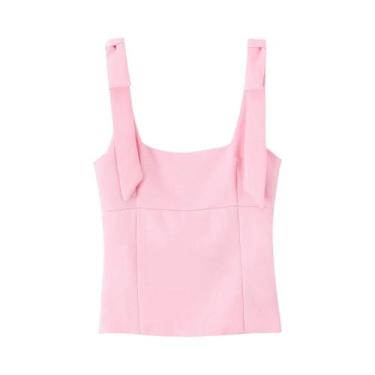 Imagem de Top Elegante Com Alças Para Mulheres, Verão, Estilo Casual, Decote Qua