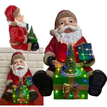 Imagem de Papai Noel Arvore Natal Natalino Trem Giratorio Som Led Decoraçao Mesa Estante Loja Casa Evento Festa Vitrine Fim De Ano