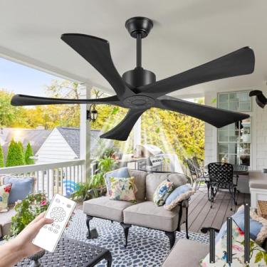 Imagem de Forrovenco Ventiladores de teto de 132 polegadas sem luzes, patente original dos EUA, ventilador de teto externo de 132 cm, sem luz, 5 lâminas de madeira, listado na ETL, ventilador moderno de motor