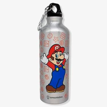 Imagem de Garrafa Térmica Zonacriativa Garrafa Infantil Garrafa Mosquetão Aluminio De Alumínio 500ml Super Mariosuper Mario