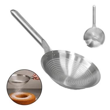 Imagem de Escumadeira Peneira de Massas Total Inox Redonda 25x50cm FRG0251 Frigopro