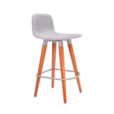 Imagem de Banqueta Baixa Linea Aço Champanhe para Cozinha Balcao Ilha Gourmet Design Moderno - Cinza Assento