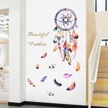 Imagem de Adesivos de parede Dreamcatcher Feather Boho Style PVC 30x90cm - yiwei