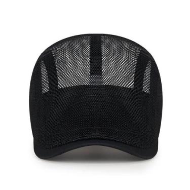 Imagem de Chapéu Gatsby Newsboy de malha plana para homens, poliéster preto - Yi