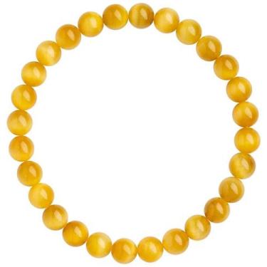 Imagem de Pulseira de olho de tigre amarelo natural para mulheres, miçangas redo