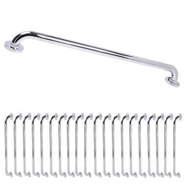 Imagem de Barra Alça de Apoio 80cm Inox Kit 20 Uni Banheiro Suporte Idoso Deficiente Corrimao Cadeirante Acessibilidade Segurança