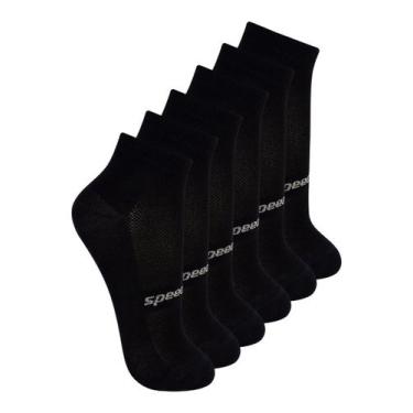 Imagem de Kit com 6 Pares de Meias Esportiva Cano Curto Speedo 8033, Preto, 33-3