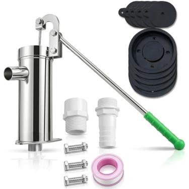 Imagem de Locci Bomba manual de poço, sucção de água profunda de aço inoxidável, bomba de jarro para sucção de água de poço, água subterrânea para jardim doméstico (espessamento)