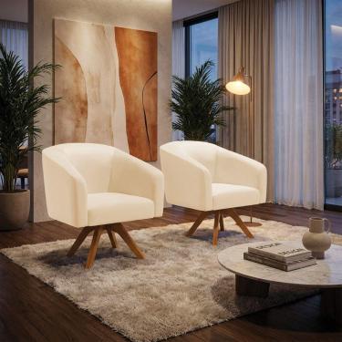 Imagem de Kit 2 Poltronas Decorativas Stella Giratória Corino Cinza D`Rossi