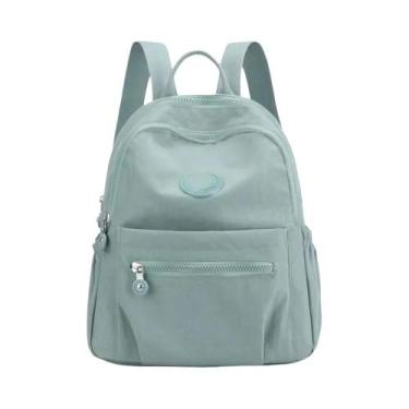 Imagem de Mochila Feminina Casual De Nylon De Cor Sólida, Mochila Escolar Pequen