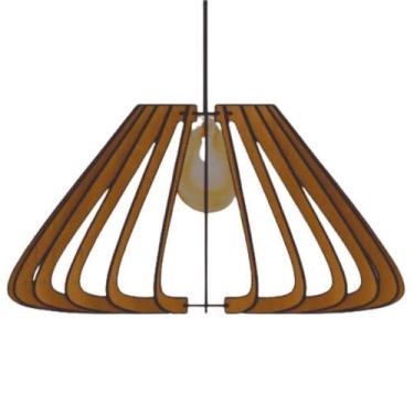 Imagem de Luminária Teto Tipo Pendente Macau Mdf Completa - Cor:mdf Marrom - LEN