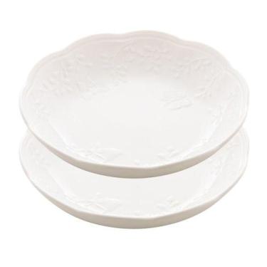 Imagem de Jogo 2 Prato Fundo Branco De Porcelana New Bone Butterfly Flower Flore