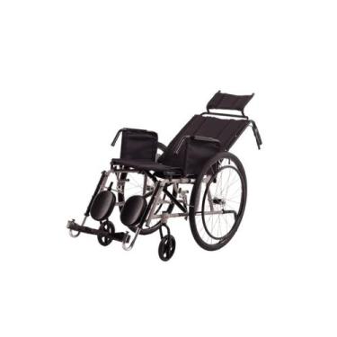 Imagem de Cadeira de Rodas Reclinável Angra 44CM Pneu Inflável Preta AÇO (ATÉ 10